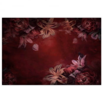 Fundo Fotográfico Textura Floral Fine art Vermelho em Tecido FFT-444