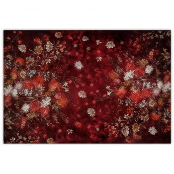 Fundo Fotográfico Textura Floral Fine art Vermelho em Tecido FFT-451