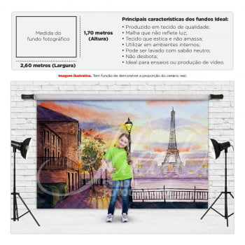 Fundo Fotográfico Pintura Vila em Paris em Tecido FFA-497