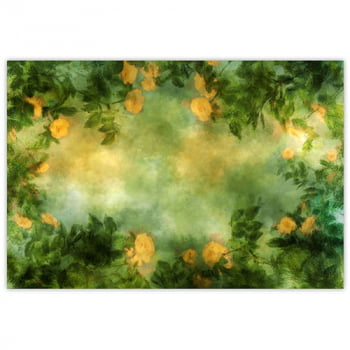 Fundo Fotográfico Textura Fine Art Flores Amarela em Tecido FFT-421