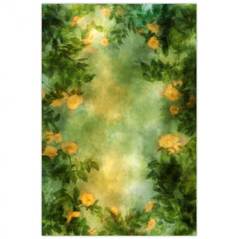 Fundo Fotográfico Textura Fine Art Flores Amarela em Tecido FFT-421