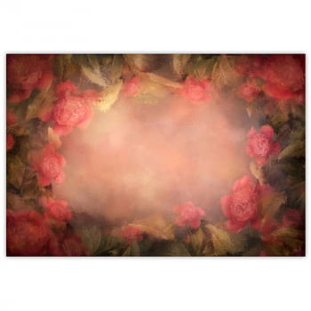 Fundo Fotográfico Textura Fine Art Flores Vermelhas em Tecido FFT-417