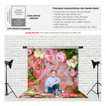 Fundo Fotográfico Textura Fine Art Flores Rosa em Tecido FFT-415