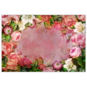 Fundo Fotográfico Textura Fine Art Flores Rosa em Tecido FFT-415