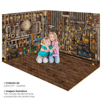 Fundo Fotográfico 3D Dia dos Pais com 3 Partes em Tecido KIT-190