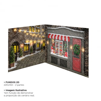 Fundo Fotográfico 3D Natal com 2 Partes em Tecido KIT-181