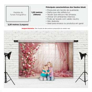 Fundo Fotográfico Dia das Mães Cortina Floral em Tecido FDM-129