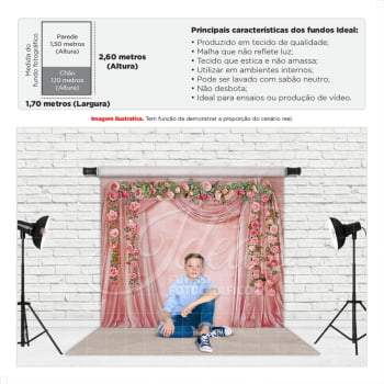 Fundo Fotográfico Dia das Mães Cortina Rosa Floral em Tecido FDM-134