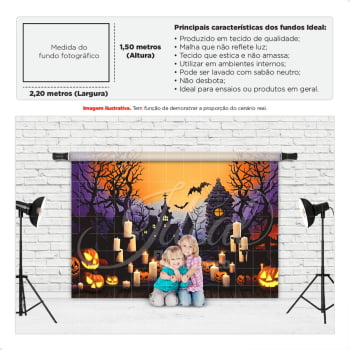 Fundo Fotográfico Halloween Castelo da Bruxa em Tecido FFH-110