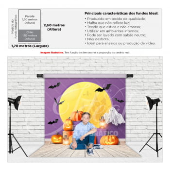 Fundo Fotográfico Halloween Lua Cheia em Tecido FFH-89