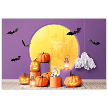 Fundo Fotográfico Halloween Lua Cheia em Tecido FFH-89