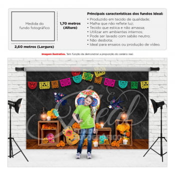 Fundo Fotográfico Halloween Mexicano em Tecido FFH-90