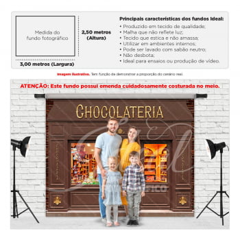 Fundo Fotográfico Páscoa Loja de Chocolates Gigante em Tecido PCA-242