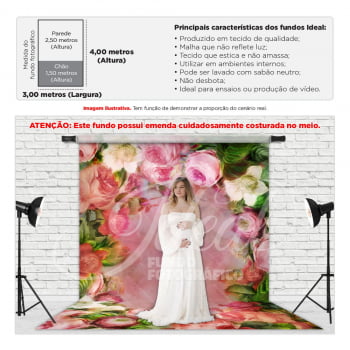 Fundo Fotográfico Textura Fine Art Flores Rosa Gigante em Tecido FFT-415
